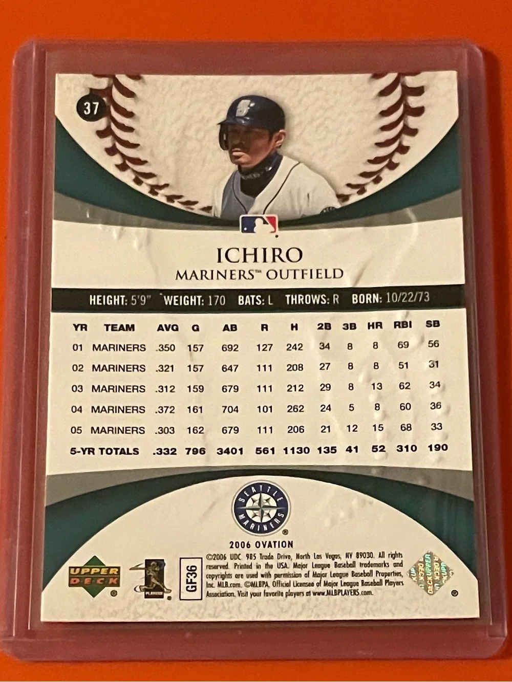 Ichiro #37 2006 Upper Deck [Ovation] Baseball Trading Card